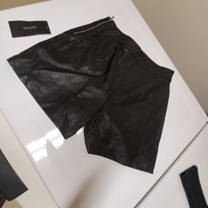 Zara faux leather high-waisted shorts.